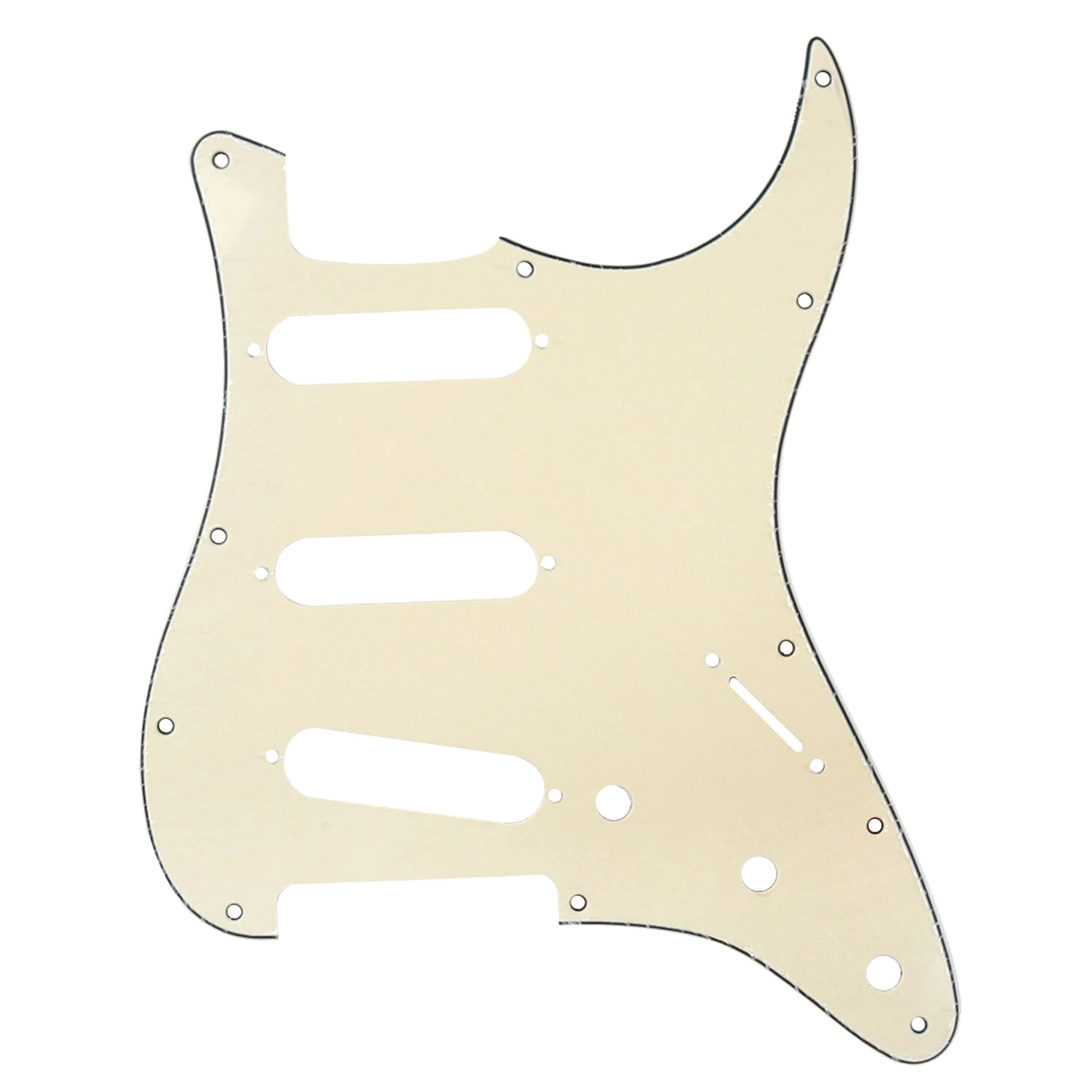Musiclily 11 Hole SSS Strat Pickguard Scratch Plate for Fender USA/Mexican Standard Stratocaster Modern Style Electric Guitar, 3Ply Cream