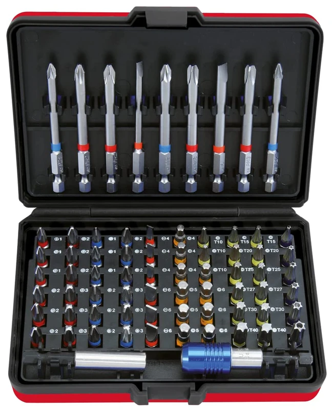 KS Tools 918.3070 Torsionplus 30 Colour Coded Screwdriver Bits Set with Extension Bar/Adapter