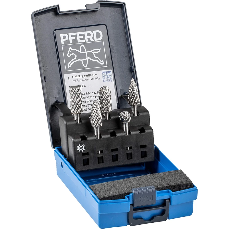 PFERD HM Router Bit Set, 5 Pieces, Steel Tooth, Shank Diameter 6 mm, 21901812 - Specially Designed for Steel and Cast Steel