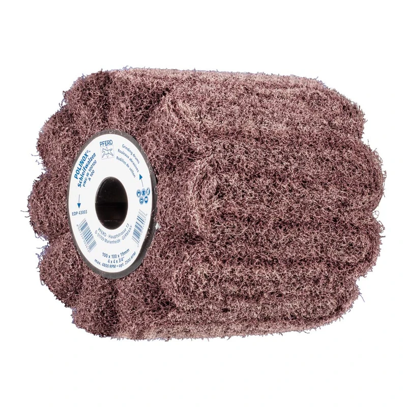 PFERD 44641201 Polinox Sanding Roller PNG | 100 x 100 mm, Keyway 19 mm, Corundum A100 | for Seamless Line Matting, 1 V, Sanding Rollers