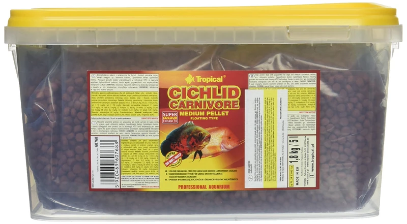 Tropical CICHLID CARNIVORE MEDIUM PELLET 5L / 1,8kg - high-protein food for large and medium carnivorous cichlids with astaxanthin
