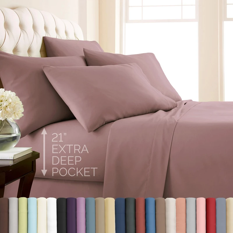 Southshore Fine Living, Inc. 6-Piece California King Deep Pocket Sheets Set, 21-Inch Cal King Deep Pocket Fitted Sheet, Lavender Bedding Set, Pillow Cases 4 Pack, Premium Bedding, Lavender Sheets