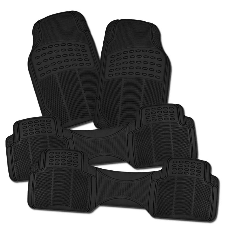 Zone Tech All Weather Rubber Semi Pattern Car Interior Floor Mats – 4-Piece Set Black Heavy Duty Car Interior Floor Mats