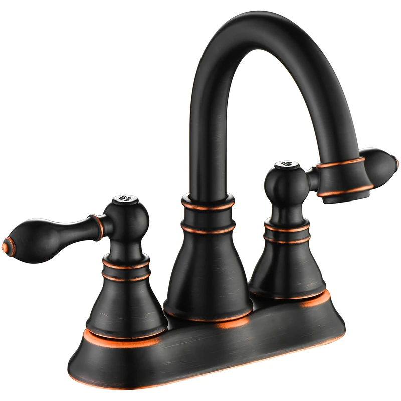 Derengge F-4501-NB Two Handle Oil Rubbed Bronze Bathroom Sink Faucet with Pop up Drain,cUPC NSF AB1953 Lead Free by Derengge - Image 1