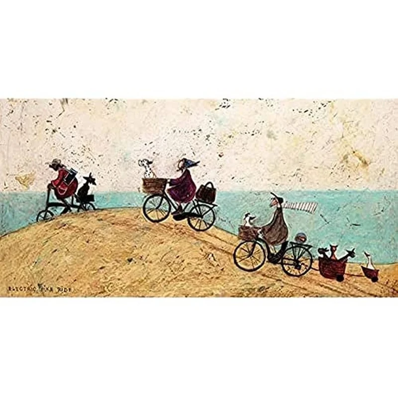 Art Group AFWDC93138 The Sam Toft Electric Bike Ride Canvas Print, Cotton, Multi-Colour, 1.8 x 50 x 100 cm