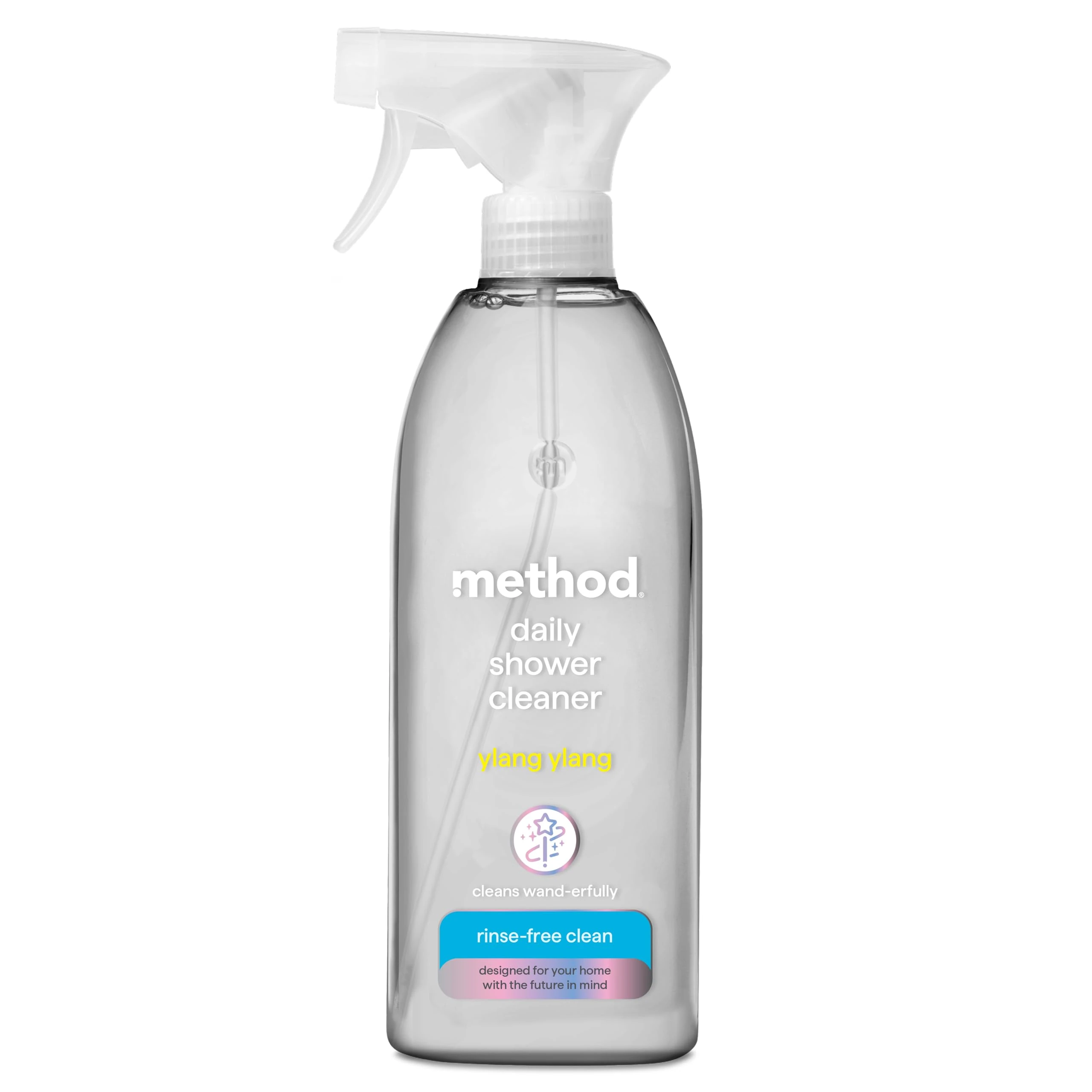Method Daily Shower Cleaner, Bathroom Multi-Purpose Surface Cleaner Spray, Gently Cleans and Shines, Fresh Ylang Ylang Scent, Pack of 1, 828ml