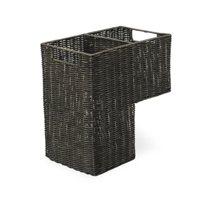 KOUBOO Wicker Stair Step Basket, Dark Brown Wash, Rattan, 38.1 x 24.13 x 40.01 cm