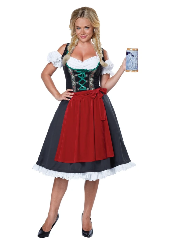 California Costumes 01572XL Women's Oktoberfest Fraulein Costume, Black, X-Large Adult-Sized, Solid, Red/Gray, XL