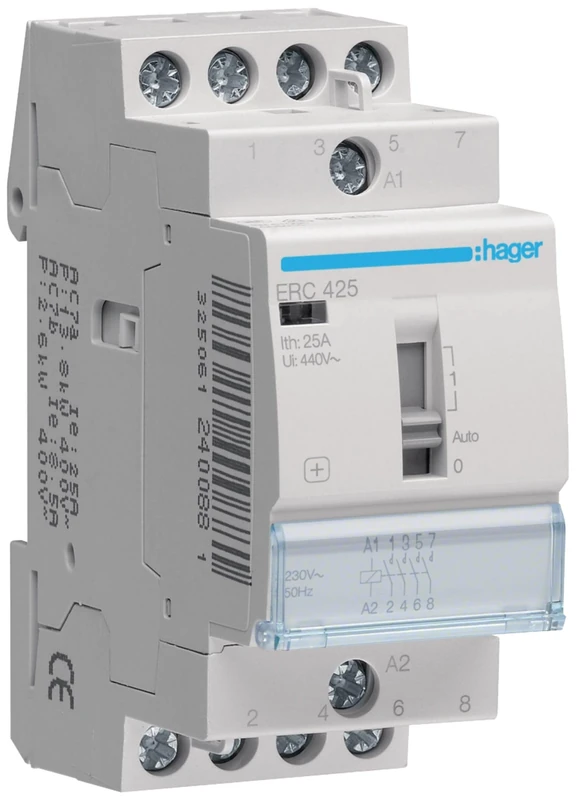 Hager erc425 Manual Contactor 25 A 4 NA 230 V