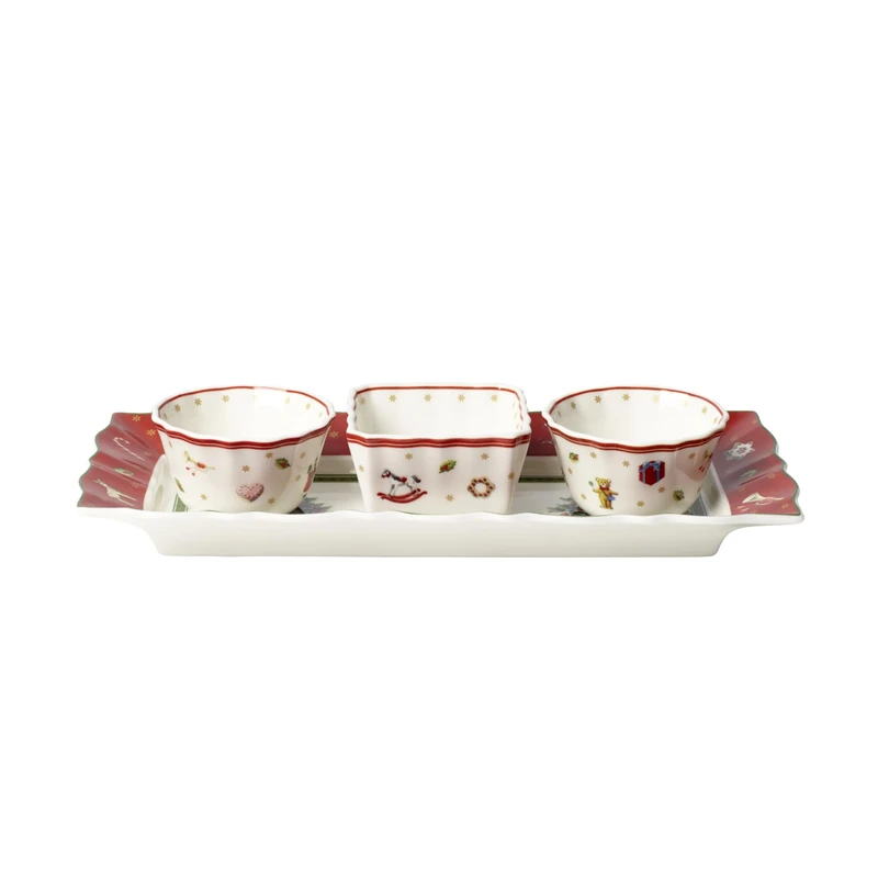 Villeroy & Boch – Toy's Delight Dip Set 4 Pieces, Dipping Bowls Set with Tray, Premium Porcelain