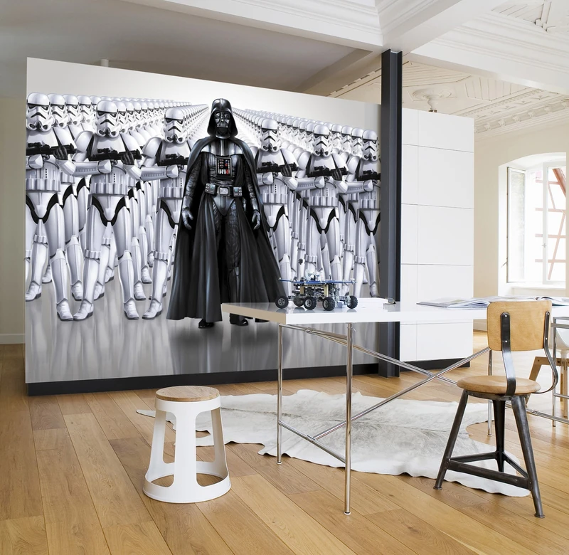 Komar Star Wars Imperial Force Darth Vader Stormtrooper Wallpaper Mural, Vinyl, Black/White, 368x0.2x254 cm - Image 1