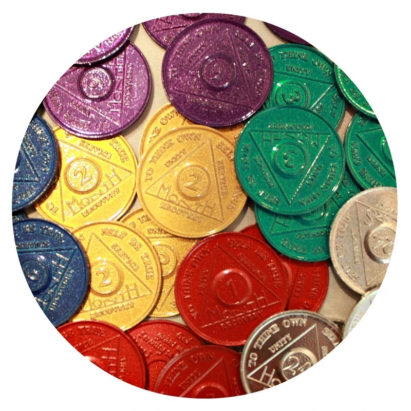 30 AA Tokens Medallions Chips Sobriety Bulk Lot Aluminum - 5 Each 1 2 3 6 9 Month & 24 Hour Wen Hours Alcoholics Anonymous - Image 1