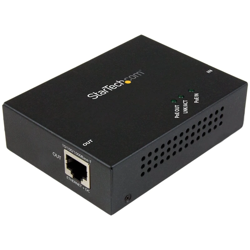 StarTech.com POEEXT1GAT 1 Port Gigabit PoE+ Extender 802.3at and 802.3af, 100 m (330 ft), Power Over Ethernet Extender, PoE Repeater Network Extender, Black