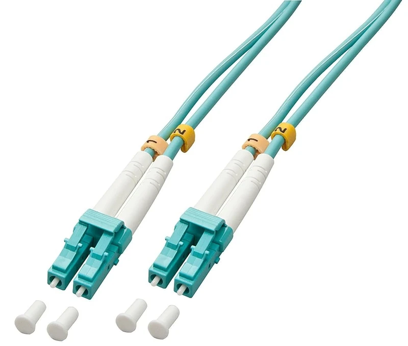 Lindy LC-LC OM3 50/125 Fibre Optic Patch Cable - Aqua, 50m