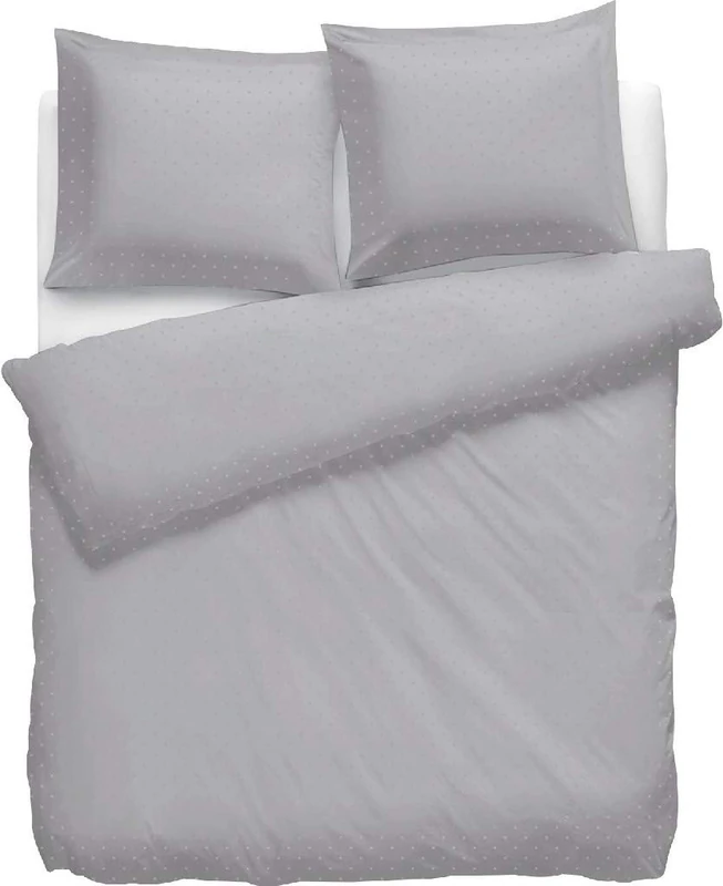 Heckett Lane Bed Linen 100% Cotton Maco Satin Plain Puntini 200x200 (80x80) Glacier Grey