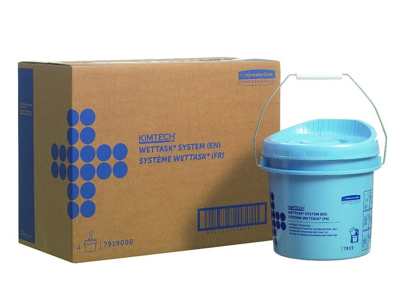 Kimtech Wettask Wiper Roll Dispenser Bucket 7919 - Dispenser for the Wettask™ Cleaning Wipes Range - 4 x Blue Wiper Dispenser Buckets