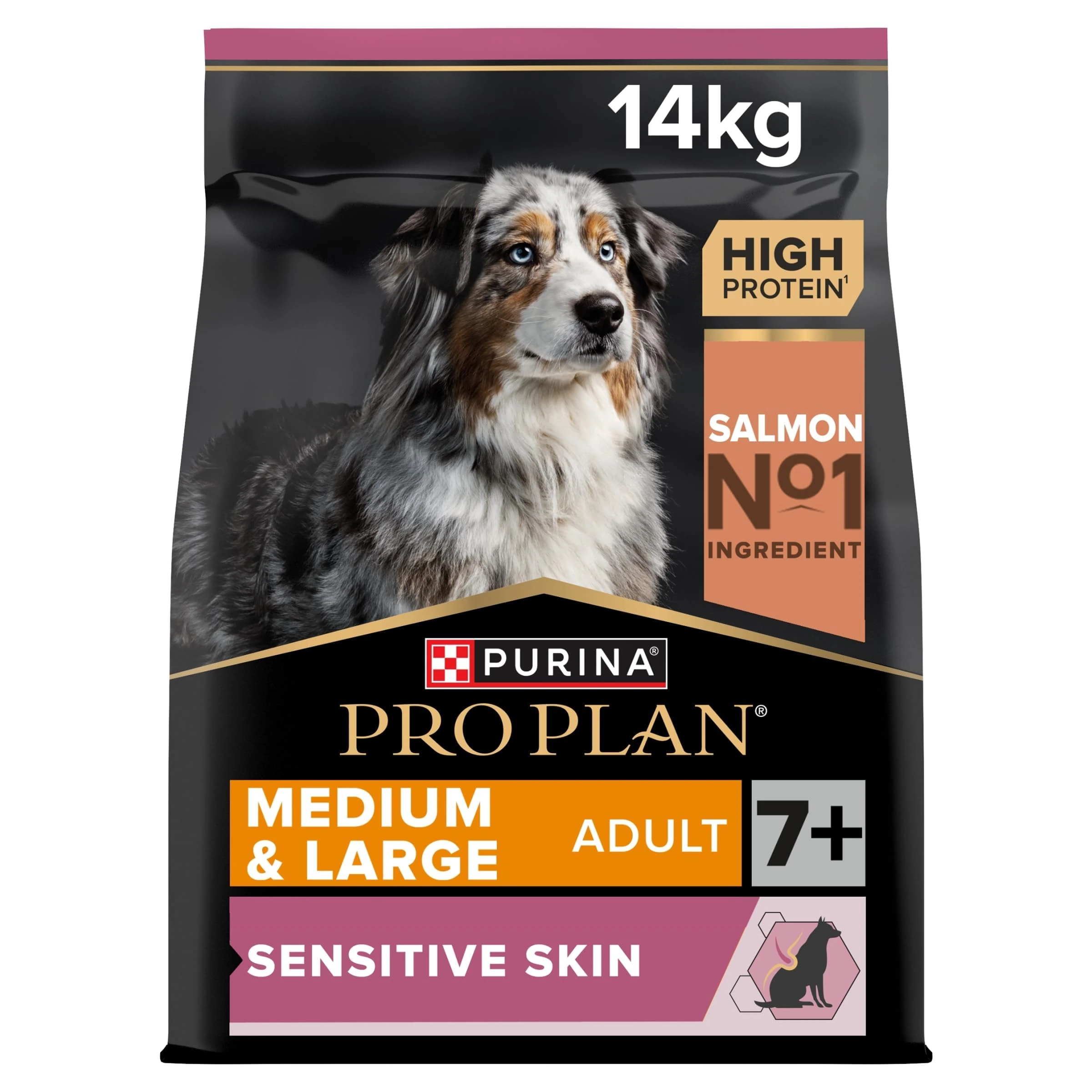 PRO PLAN® Medium & Large Adult Senior Sensitive Skin 7+ Dry Dog Food with Salmon 14kg