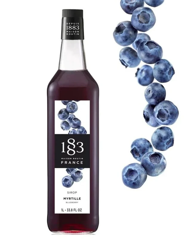 1883 Maison Routin Premium Blueberry Syrup – Natural Fruit Syrup, Perfect for Cocktails & Mocktails, Ice Tea, Smoothies, Desserts – Vegan-Friendly, Allergen-Free – 1L Glass Bottle