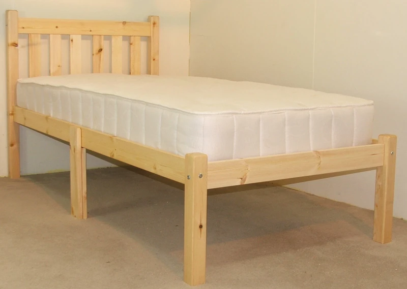 STRICTLY BEDS&BUNKS Amelia Pine Bed Frame including Sprung Mattress (20cm), 3ft Single