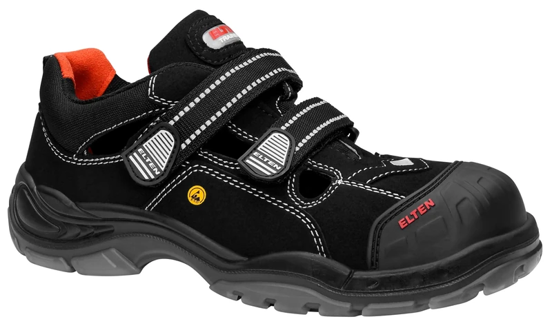 Elten 726661-47 Safety Sandals "Scott Pro" ESD S1P, Size 12, Black/Grey