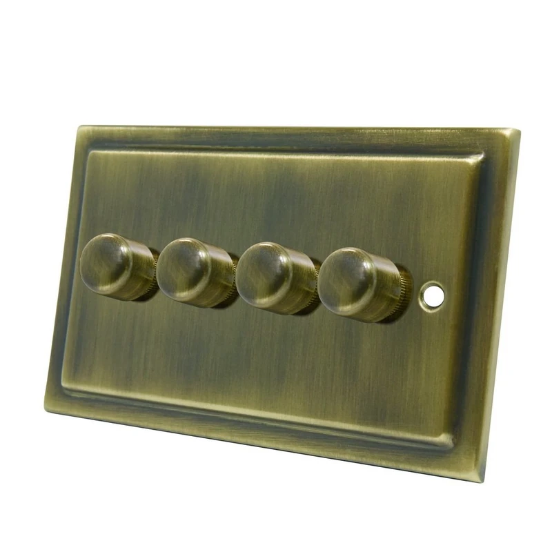 AET VAB4GDIM40 400 W 10 A 4 Gang 2 Way Victorian Antique Brass Light Dimmer Switch