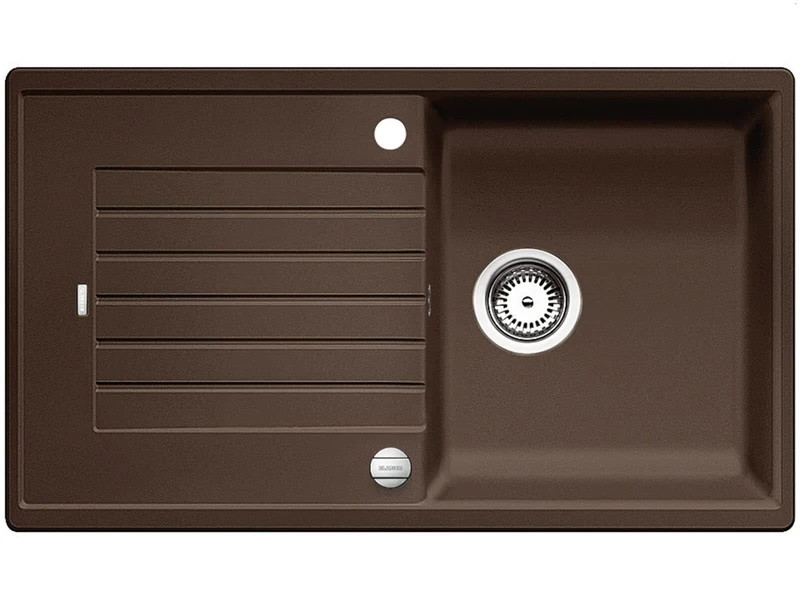 BLANCO ZIA 5 S | SILGRANIT Granite Sink in café | Installation Type: Inset Installation from Above | Reversible | for 50 cm Wide Base cabinets | Large Bowl | Easy-Care Surface | [86x50x20.2 cm]