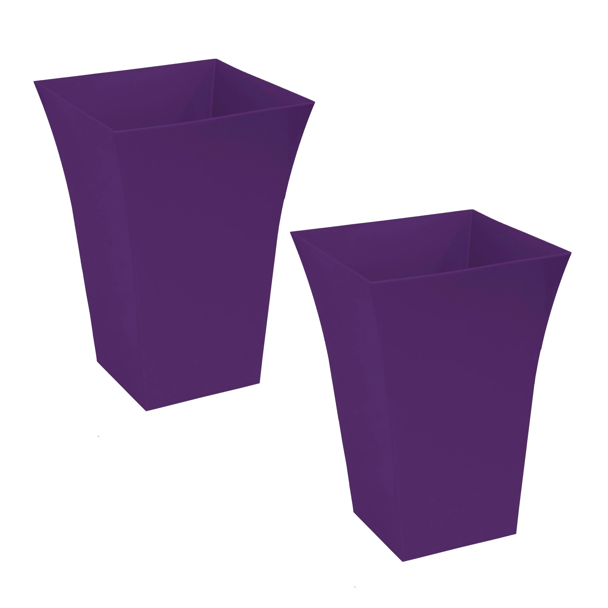 CrazyGadget Large Milano Tall Planter Square Plastic Garden Flower Plant Pot Gloss Finish - for Indoor and Ourdoor (Purple, 2)
