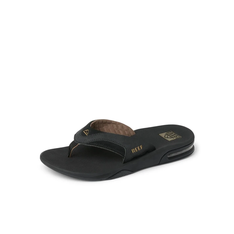 Reef Men's Sandals Fanning | Bottle Opener Flip Flops, Black/Brown, 9 UK