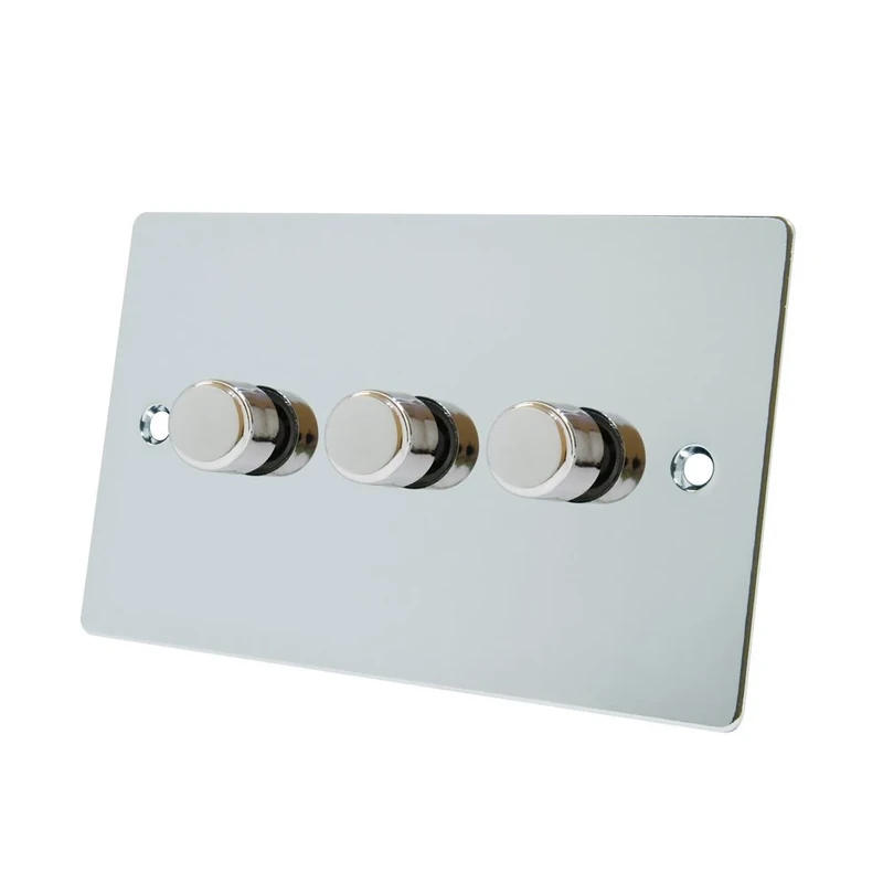 Alliance Electrical FPC3GDIMLED Polished Chrome Flat 250W-10 Amp Triple 3 Gang 2 Way 250W LED Light Dimmer Switch, 250 W, 240 V