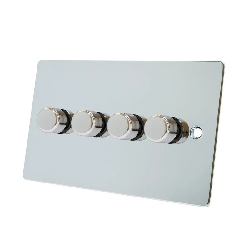 Alliance Electrical FPC4GDIMLED Polished Chrome Flat 250W-10 Amp 4 Gang 2 Way 250W LED Light Dimmer Switch, 250 W, 240 V