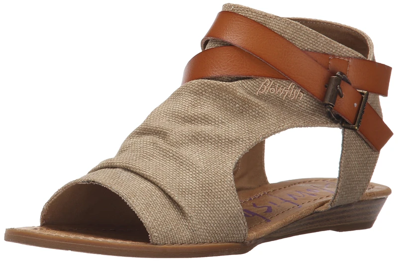 Blowfish Malibu Women's Ballaballaballaبالاballa Wedge Sandal, Desert Sand Rancher Canvas/Dyecut, 4.5 UK