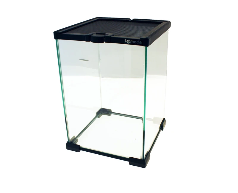 Komodo Nano Habitat with Secure Sliding Mesh Lid & Waterproof Raised Base Stackable for Hatchlings, Snakes & Amphibians