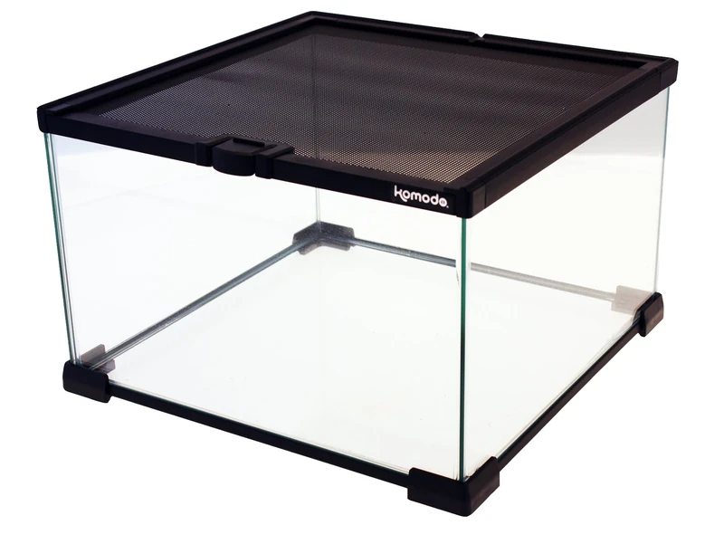 Komodo Nano Habitat with Secure Sliding Mesh Lid & Waterproof Raised Base Stackable for Hatchlings, Snakes & Amphibians