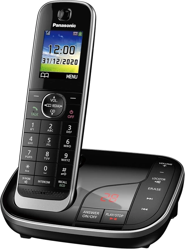 Panasonic KX-TGJ320EB Landline Phone Cordless, House phones, Nuisance Call Blocker, Answer machine, Colour Display, Single Handset - Black