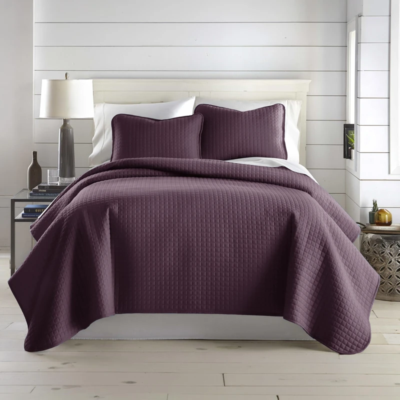 Southshore Fine Living, Inc. Quilts, Queen Size/Full Size Quilt Bedding Set, Stain & Pet Hair Resistant Bedding, Coverlet Queen Size/Full Size Lightweight Bedspread with 2 Pillow Shams, Purple