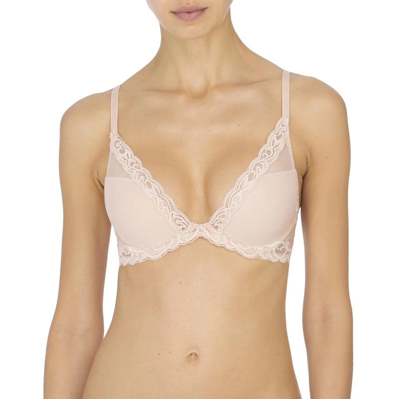 Natori Women's Feathers Contour Plunge Bra, Cameo Rose, 32A - Image 1