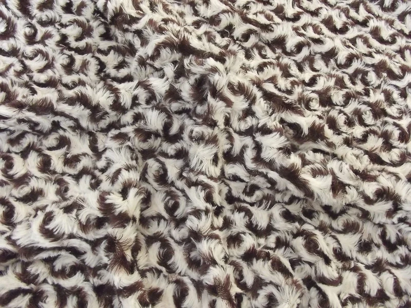 Super Luxury Faux Fur Fabric Material - Micro Cream & Brown Swirl, 1Mtr 150cm x 100cm