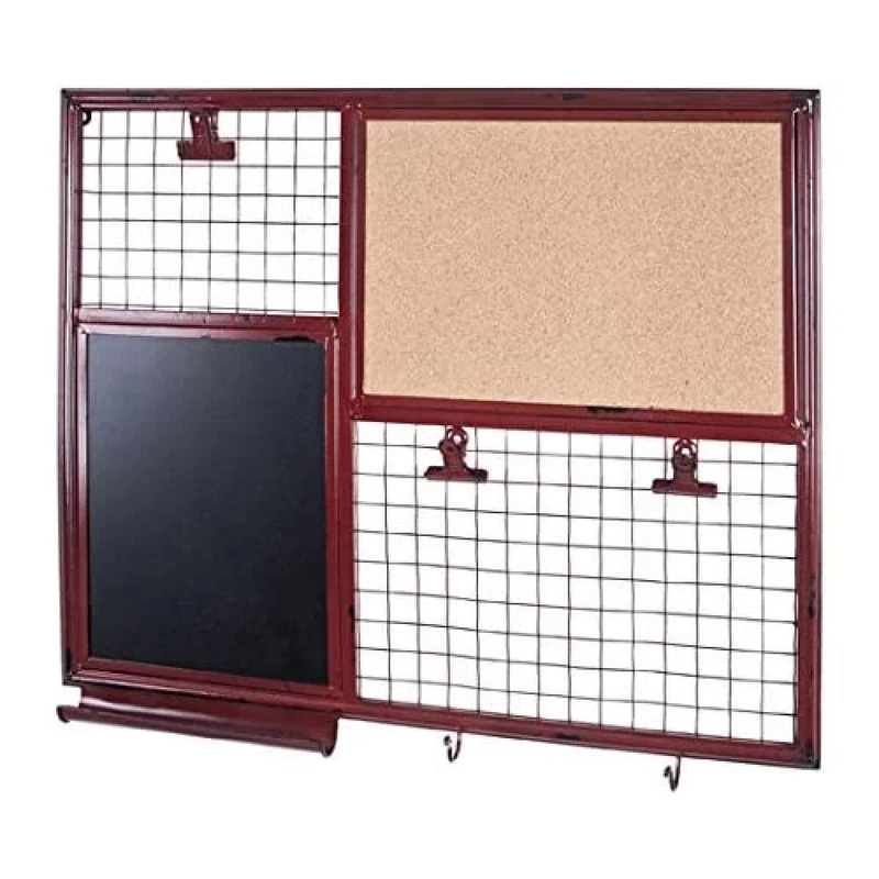 HAKU Möbel Memoboard Red, Cork, Metal - Size: W 65 cm X H 57 cm X D 6 cm, Style: Industrial