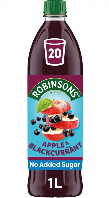 Robinsons Apple and Blackcurrant Squash No Added Sugar, 1L