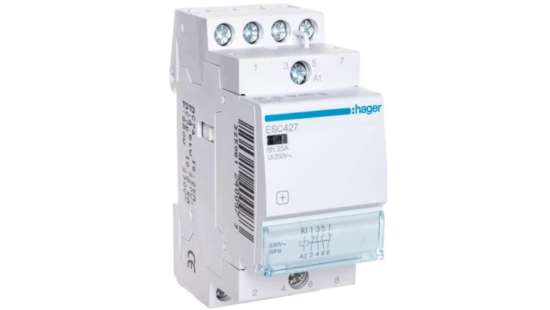 Hager ESC427 Contactor, 25A, 2NA+2NC, 230V