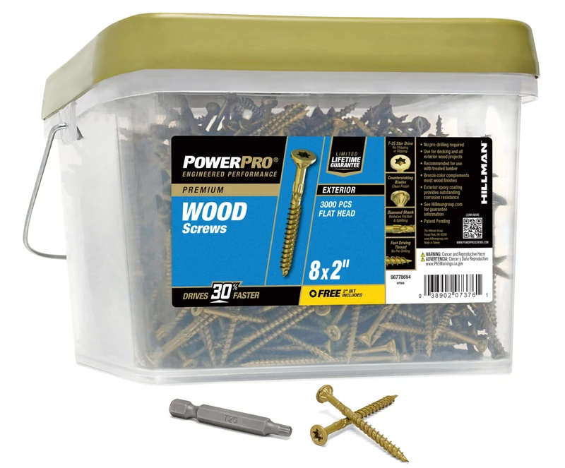 The Hillman Group 967786 3K 8x2 ST Ceramic Wood Screw