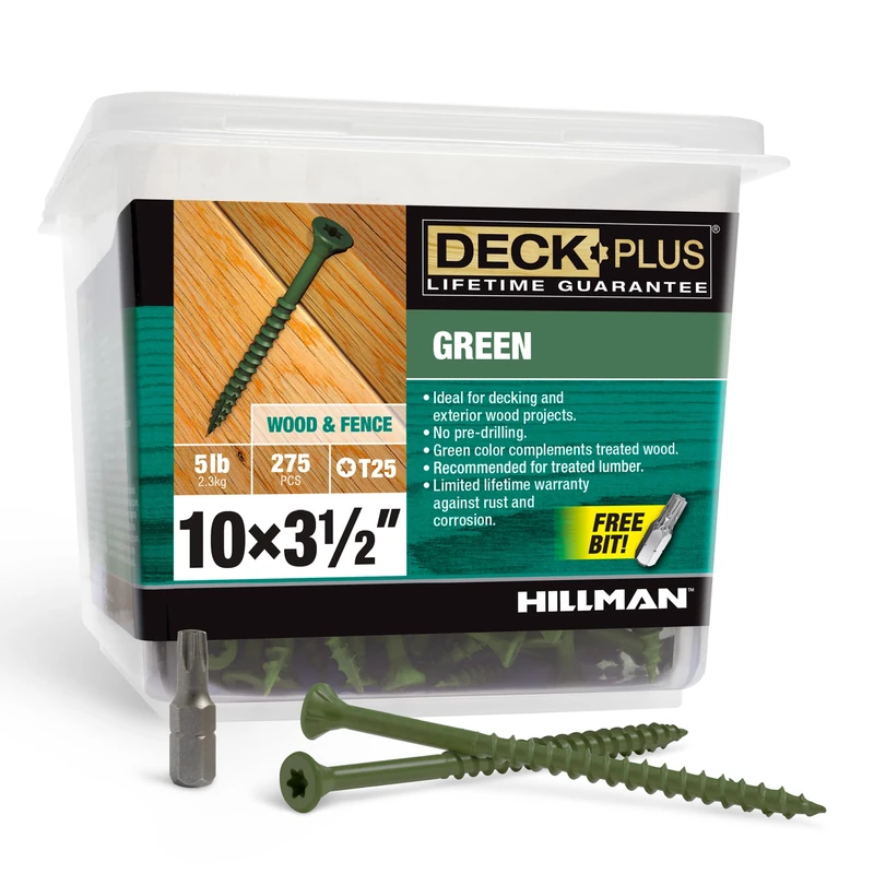 Deck Plus 48408 Deck Screws, Green, 5lb Box