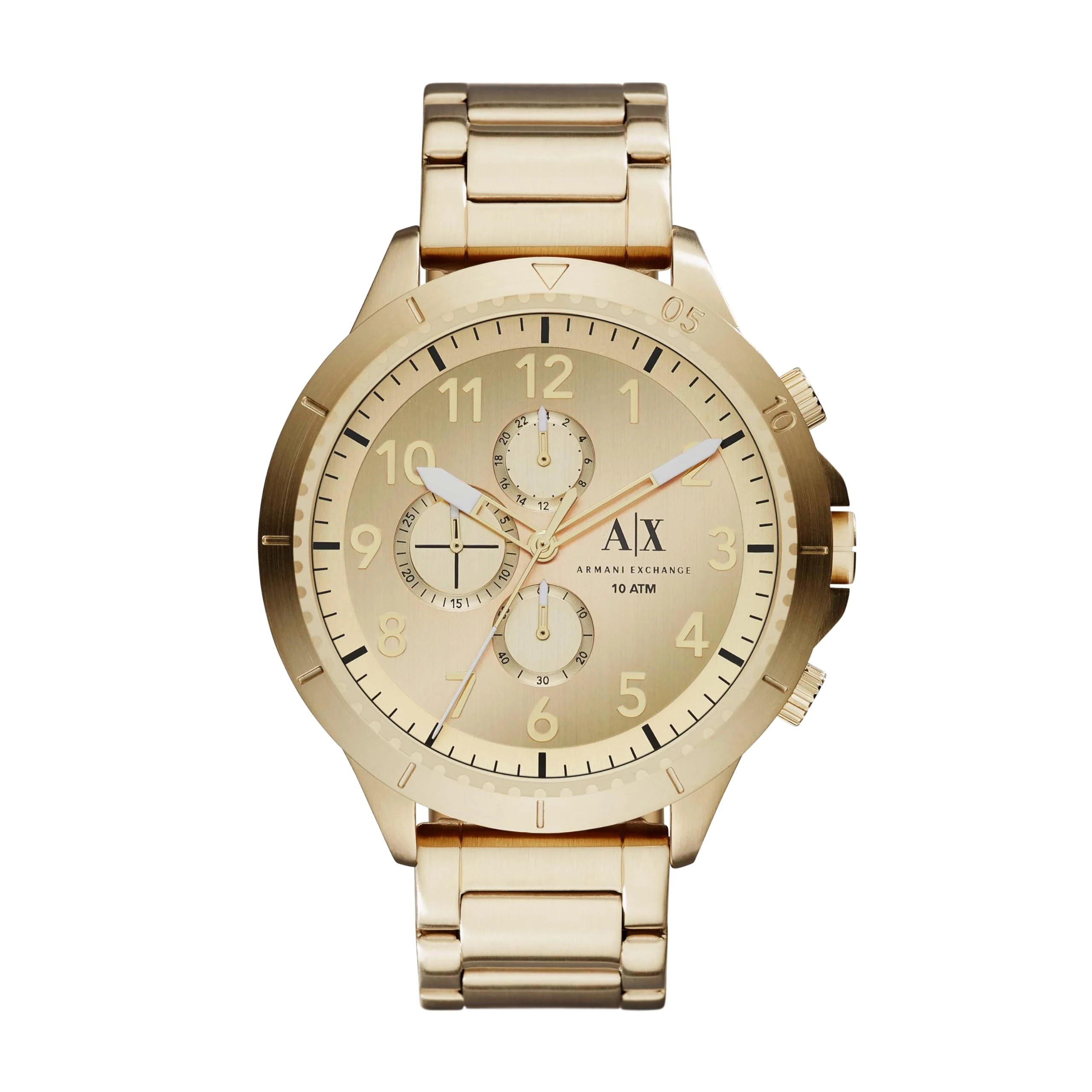 Armani Exchange Romulous Men's Quartz Watch with Gold Dial and Gold Stainless Steel Bracelet AX1752