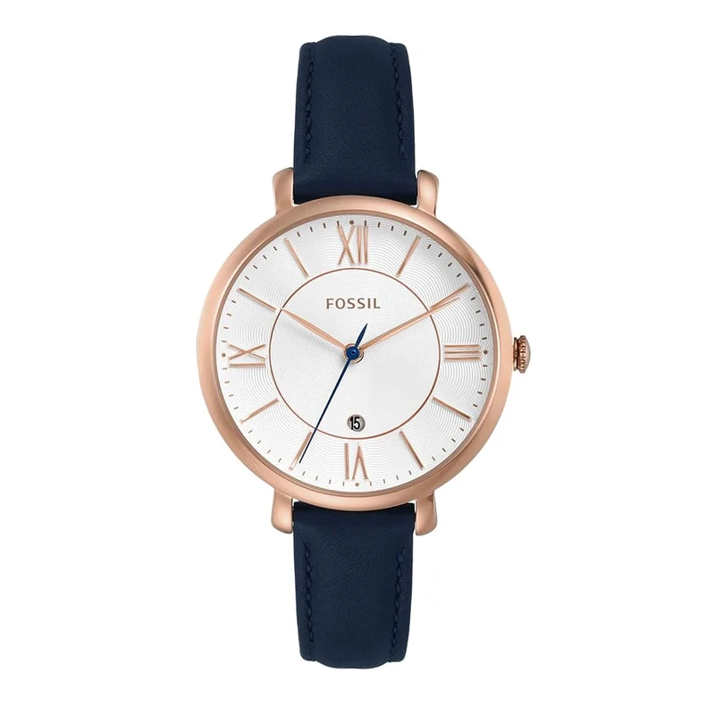 Fossil Watch for Women Jacqueline, Quartz Movement, 36 mm Rose Gold Stainless Steel Case with a Genuine Leather Strap, ES3843