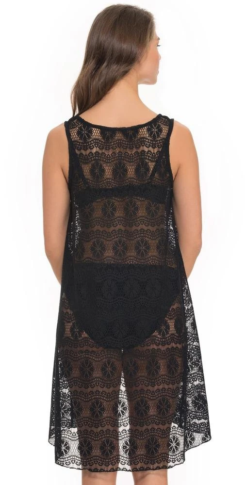 Profile by Gottex Women's Tutti Frutti Crochet Dress Cover Up, Black, Medium