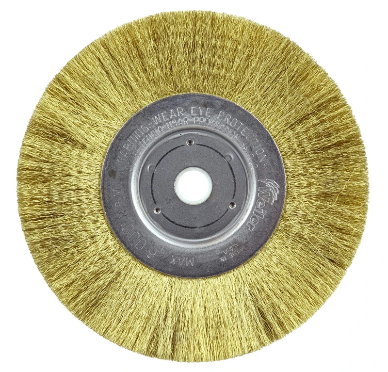 Weiler 01415 6" Narrow Face Crimped Wire Wheel, 005" Brass Fill, 5/8"-1/2" Arbor Hole, Made in the USA (Pack of 2)