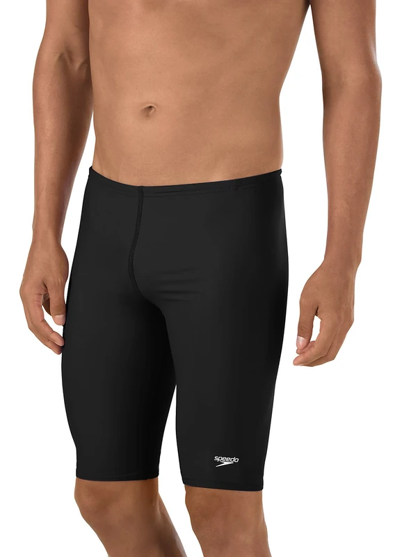 Speedo Men's Swimsuit Jammer Powerflex Eco Solid Adult Short, New Black, 34 - Image 1