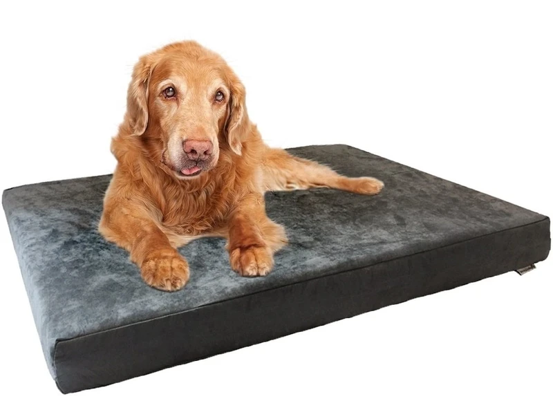 Dogbed4less Orthopedic Dog Bed with Memory Foam for Medium Large Pet, Waterproof Liner, Washable Microsuede Gray Cover, 41X27X4 Inch (Fit 42X28 Crate) - Image 1