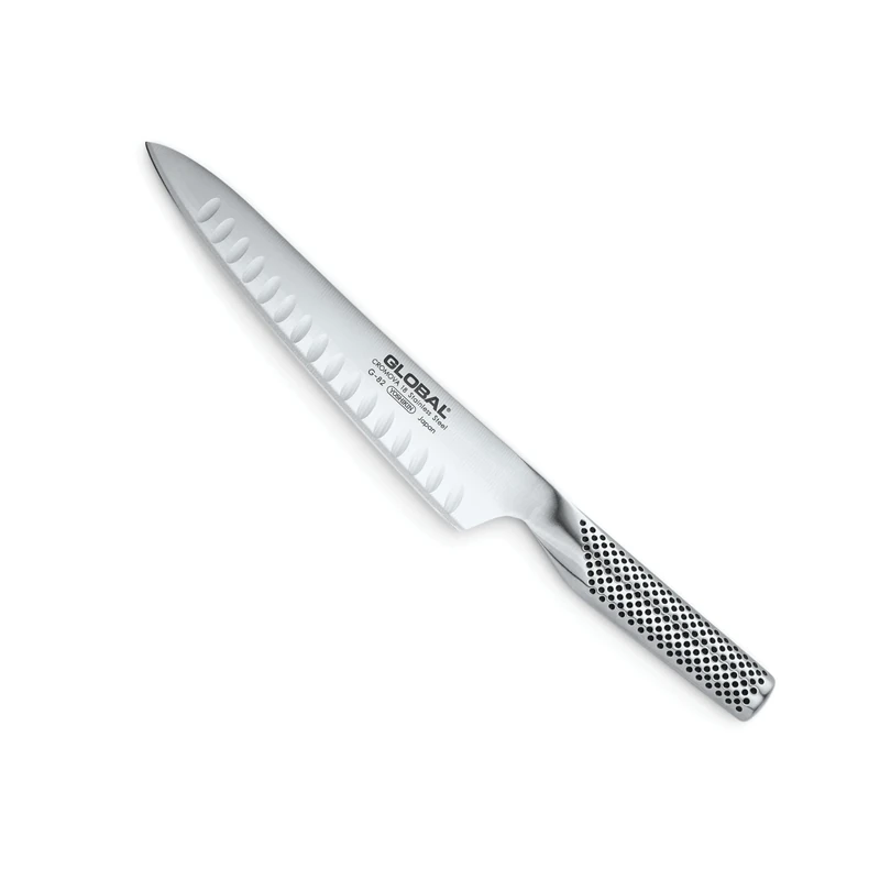Global G-82 Carving Knife 21cm Fluted Blade, Japanese Knife for Carving Meat, Premium All Stainless Steel Design