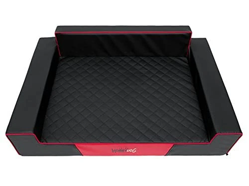 Hobbydog Glamour Dog Bed, 2X-Large, Black/Red Piping